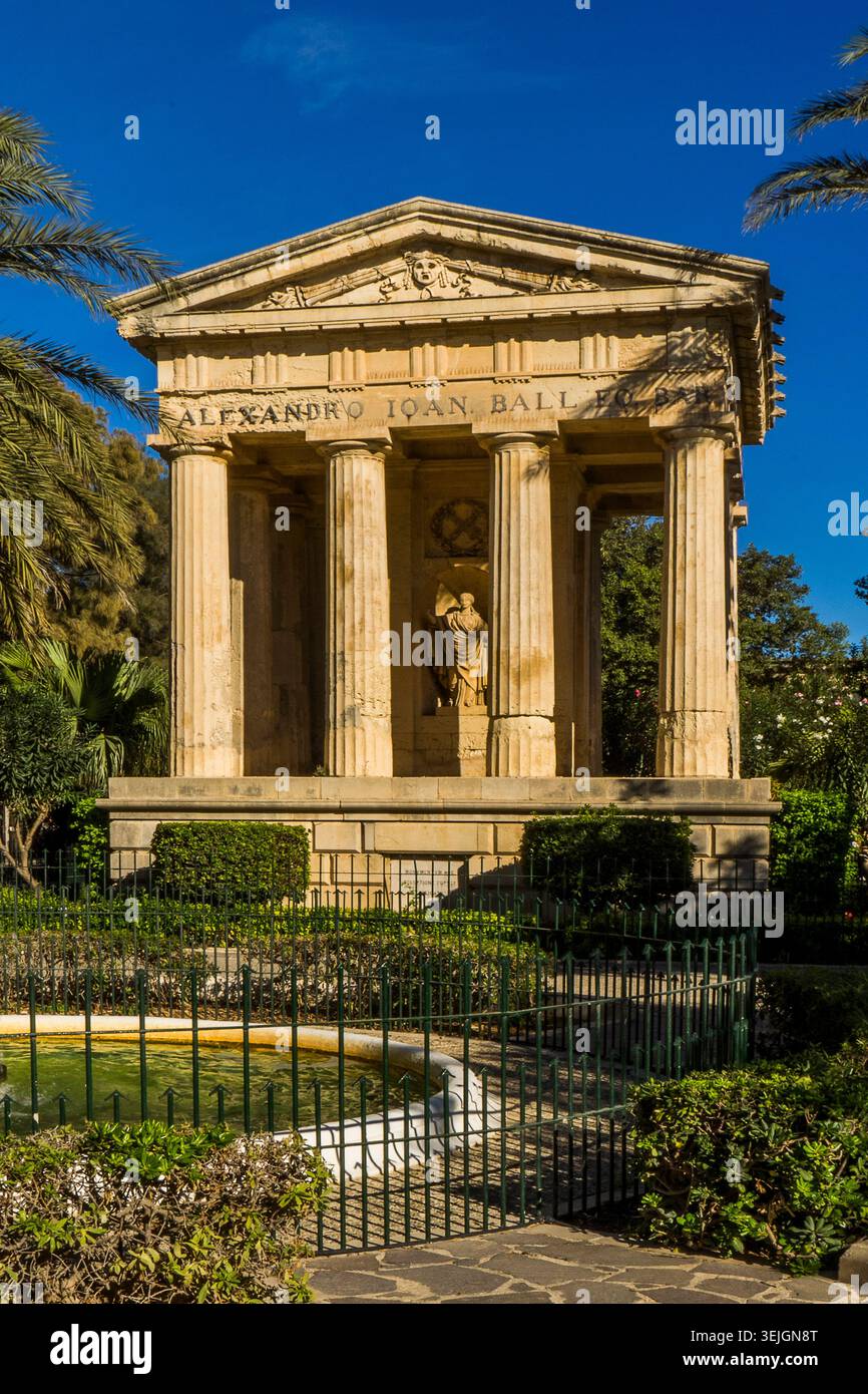 Malta - la Valletta, Memoriale a Sir Alexander Ball ai Giardini Lower Barrakka Foto Stock