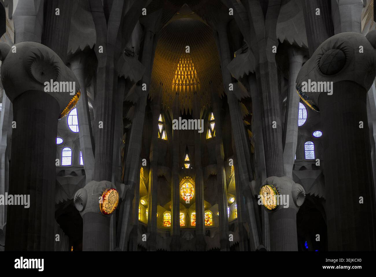 Spagna - Barcellona, Sagrada Familia vetri Foto Stock