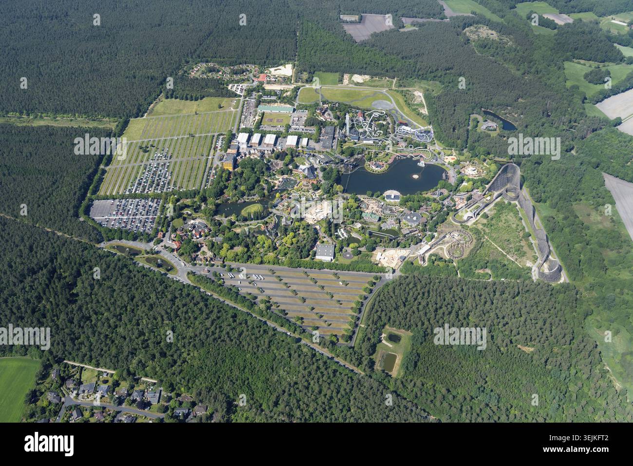 Europa, Germania, bassa Sassonia, vista aerea, Heide Park, Heide Park Resort, parco divertimenti, parco a tema, Soltau Foto Stock