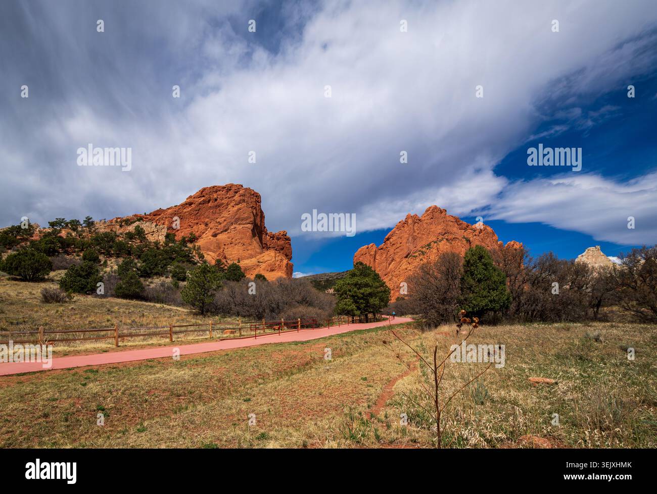 Vista d'ingresso del Garden of the Gods, Colorado Springs, Colorado. Foto Stock