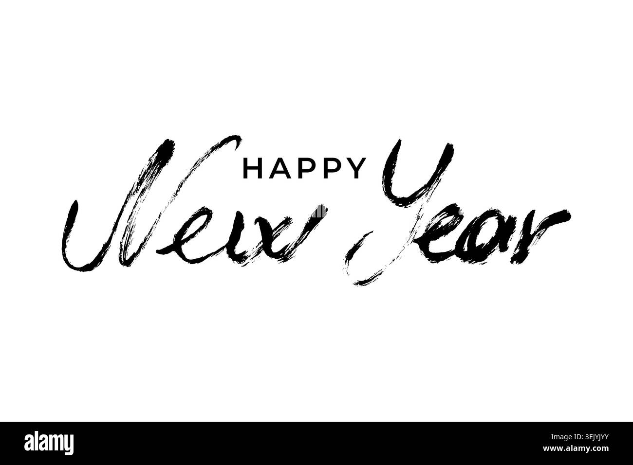 Buon anno, Grunge Vector Calligraphy. Scritta dipinta a mano con pennellate di Capodanno. Elemento tipografico delle festività Illustrazione Vettoriale