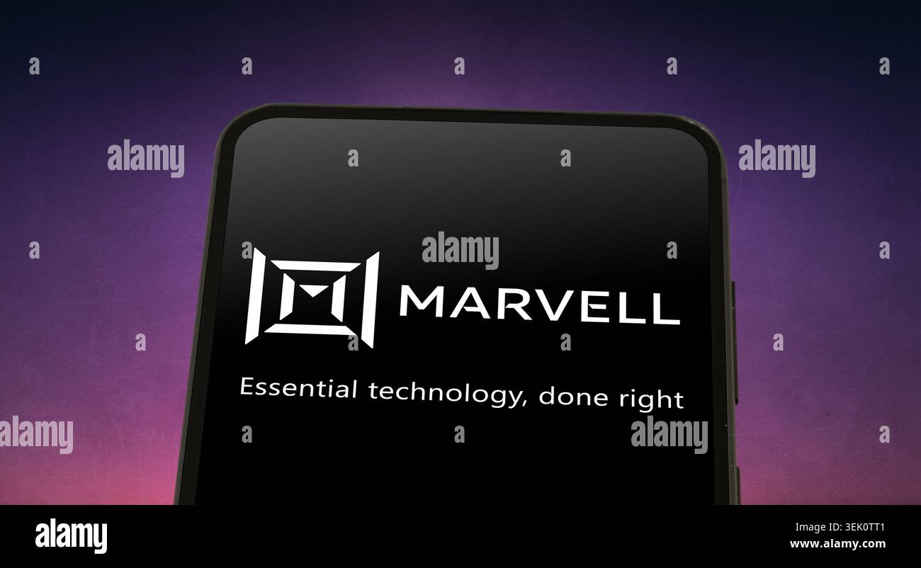 Logo aziendale Marvell Technology visualizzato sullo smartphone Foto Stock