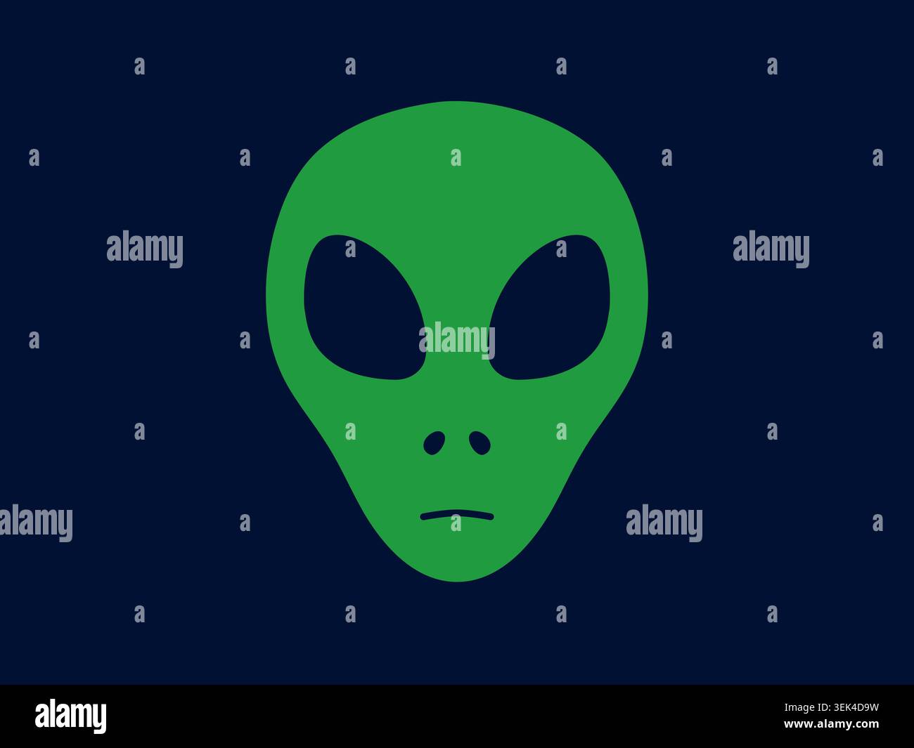 Set di spazi facce aliene o teste con grandi occhi neri. Alieni spaziali della pelle verde. Illustrazione Vettoriale