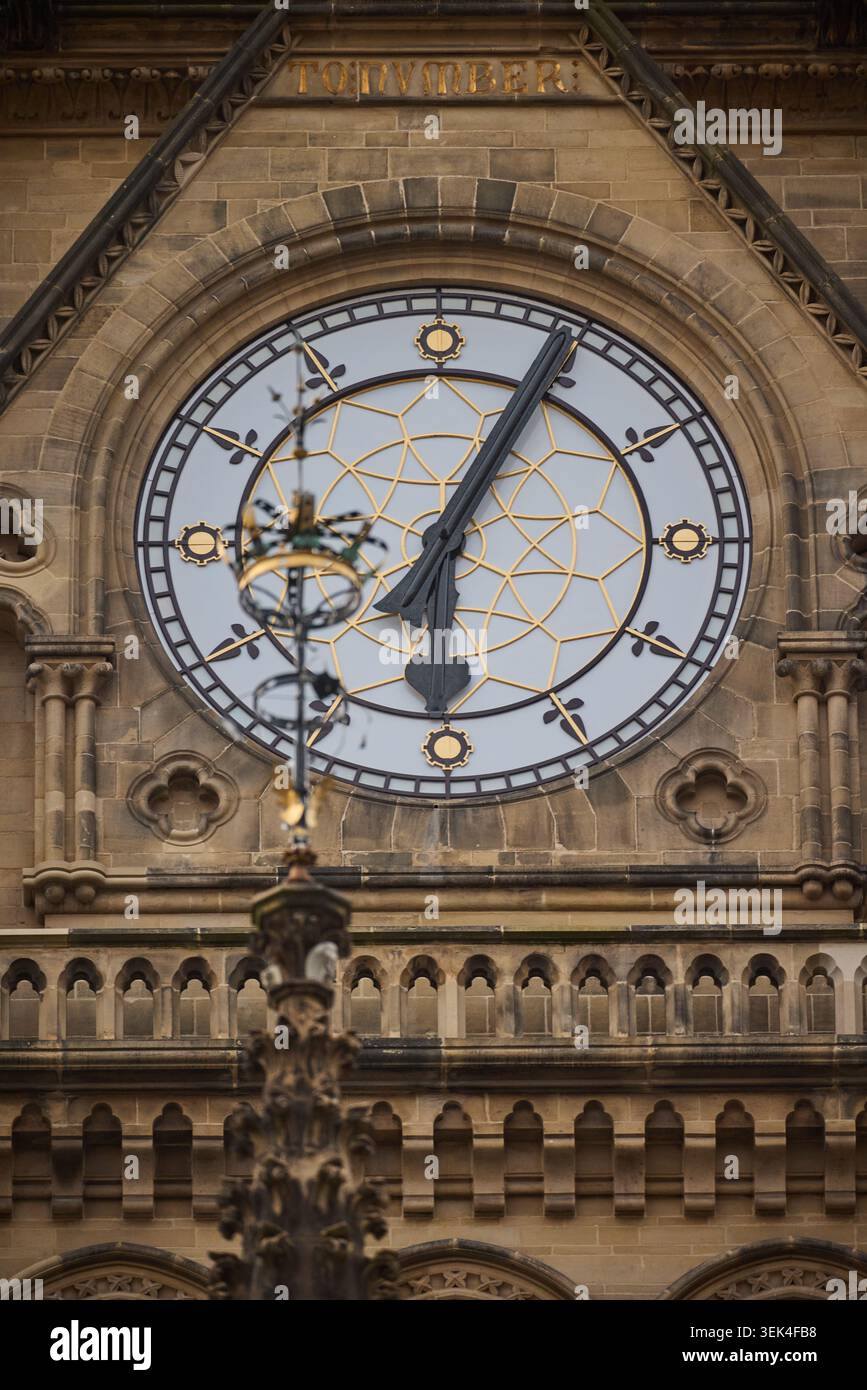 Centro di Manchester, torre dell'orologio del municipio di Manchester Foto Stock