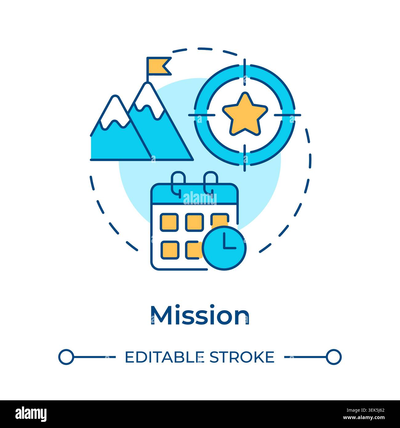 Icona Concept mission multicolore Illustrazione Vettoriale