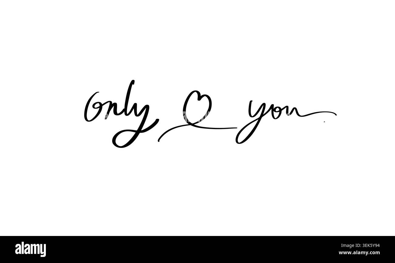 solo love heart shape you text font calligrafia scritta a mano script love heart shape romantico matrimonio anniversario 14 14 febbraio Foto Stock