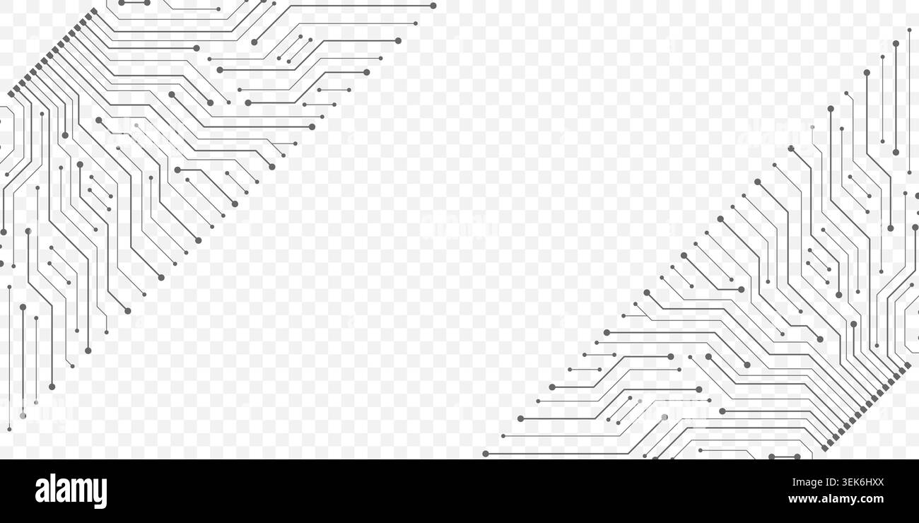 Sfondo astratto con struttura della scheda a circuito stampato. Struttura elettronica moderna della scheda madre. Concetto di progettazione e comunicazione per intestazione Illustrazione Vettoriale