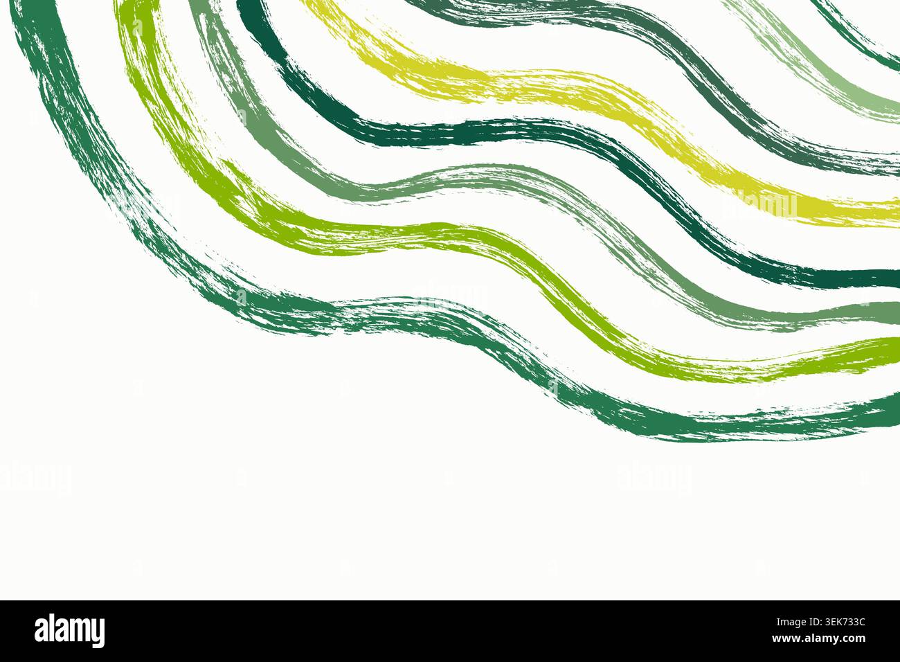 Sfondo vettoriale delle linee ondulate con grunge verde. Tratto del pennello strisce curve organiche astratte per poster, annunci, copertina, banner Illustrazione Vettoriale
