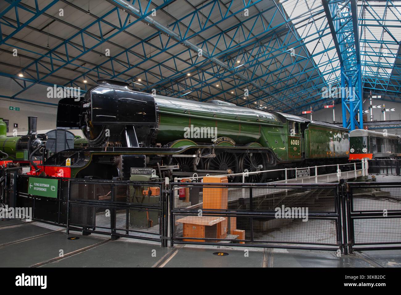 Flying Scotsman in mostra al National Railway Museum, York, North Yorkshire, Inghilterra Foto Stock