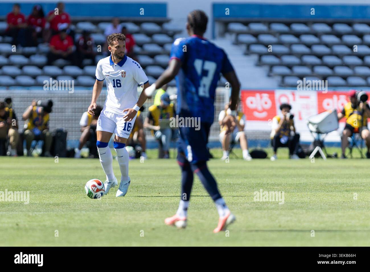 31 maggio 2026. Lisbona, Portogallo. Serbia e Crvena Zvezda difensore STRAHINJA ERAKOVIC (16) in azione durante l'amichevole internazionale tra Capo Verde e Serbia Credit: Alexandre de Sousa/Alamy Live News Foto Stock