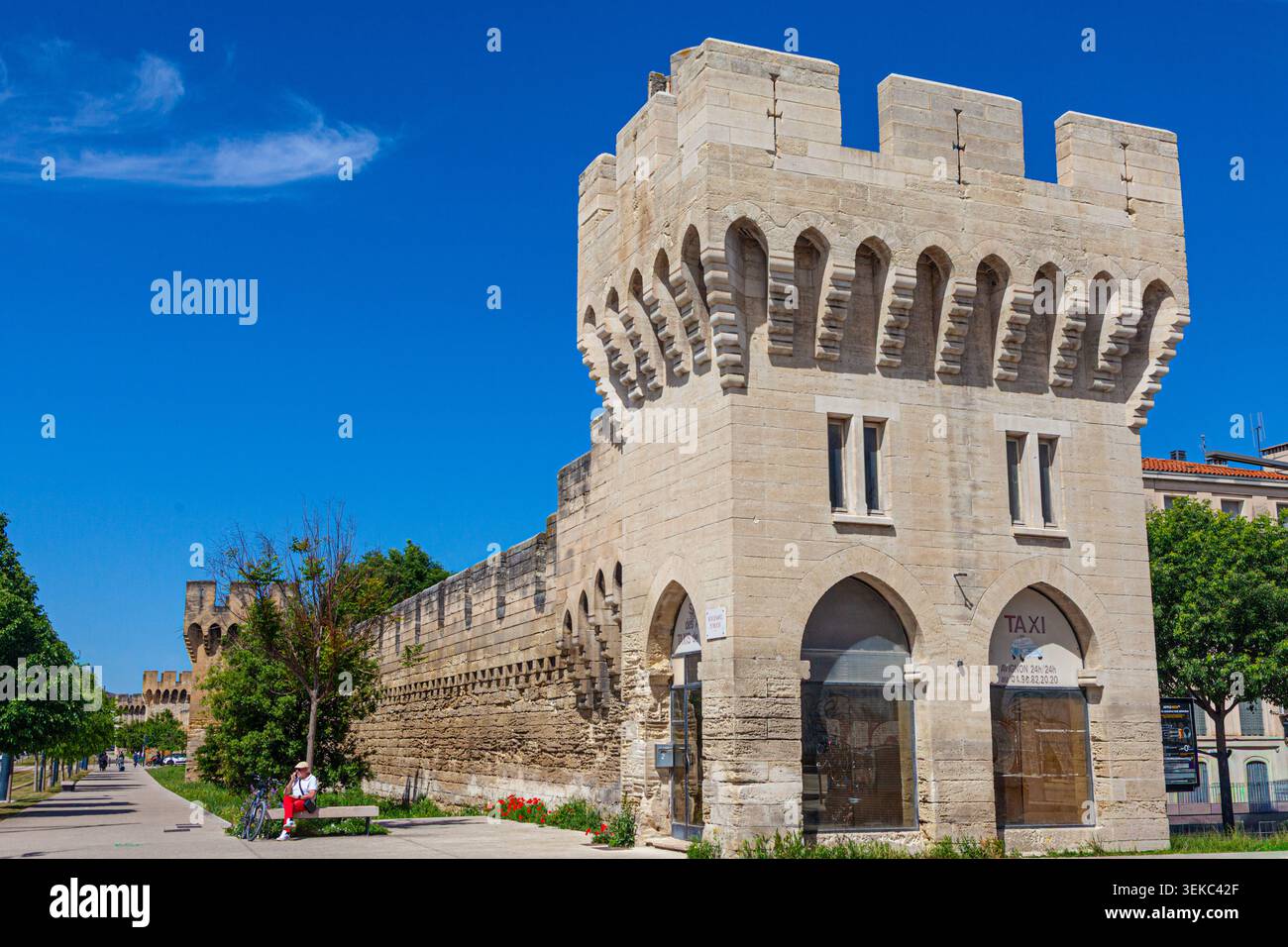 Parte delle mura della città vecchia di Avignone in Provenza Francia Foto Stock