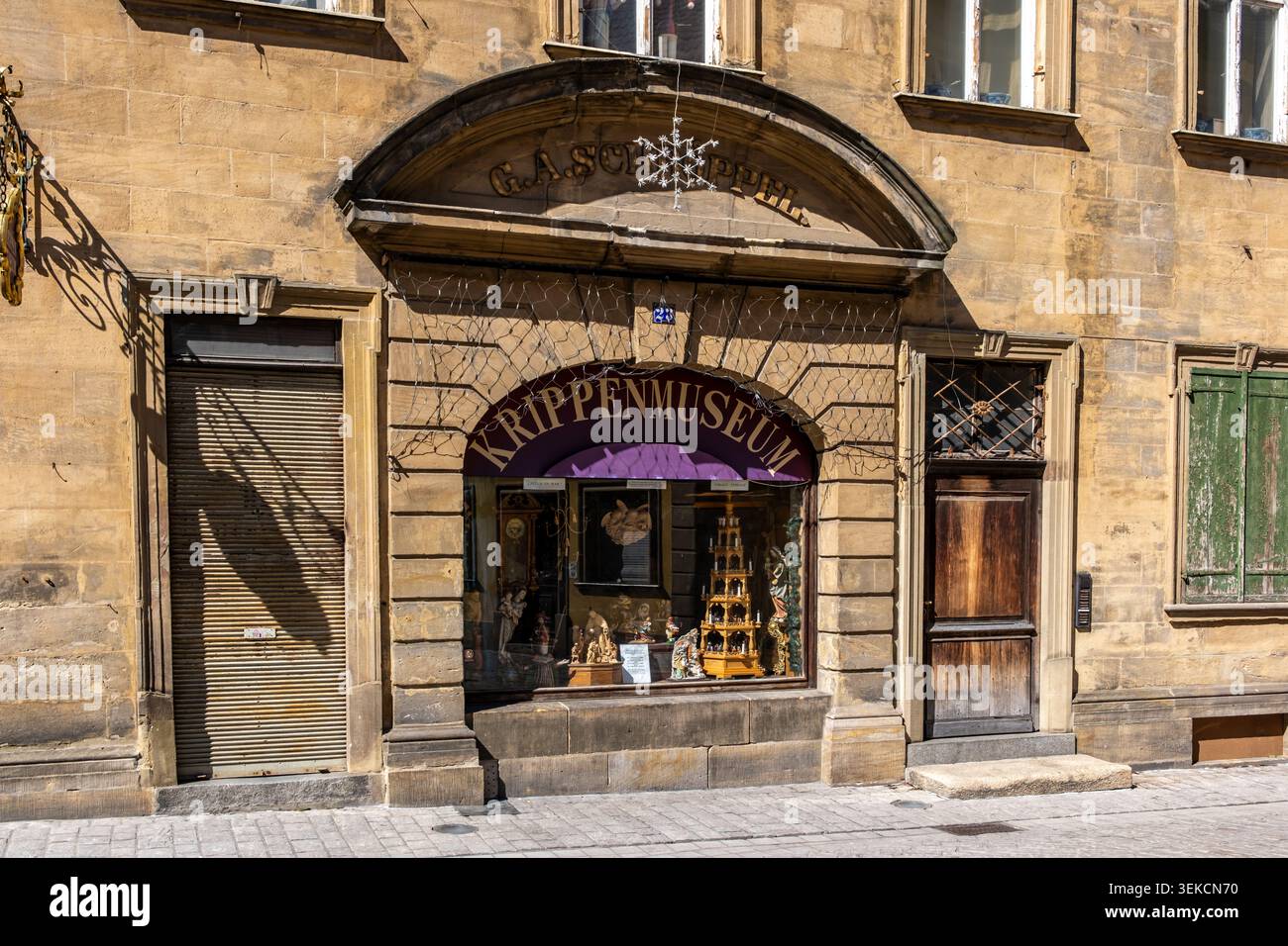 Bamberga, Baviera, Germania - 07 aprile 2026: Il Krippenmuseum di Bamberga Foto Stock