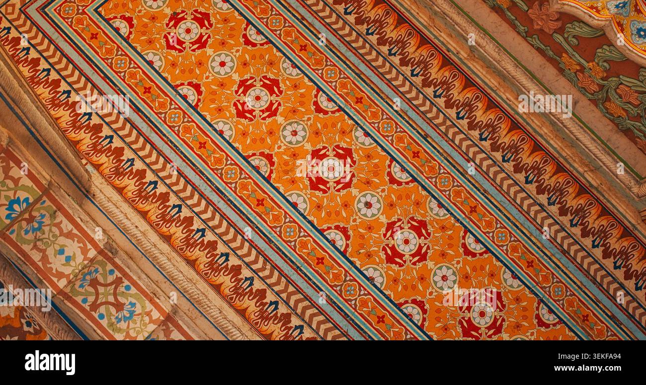 Soffitto decorato a Jaipur Foto Stock