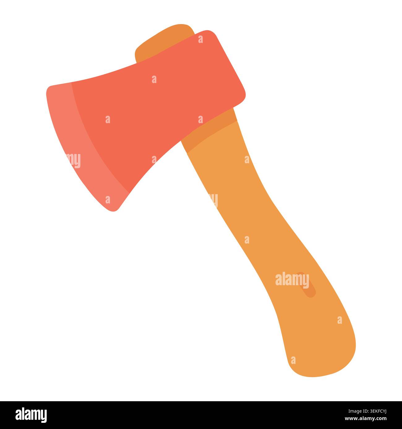 Vivace illustrazione con ascia arancione in stile vettoriale piatto, con una robusta maniglia in legno, ideale per icone degli strumenti, contenuti editoriali, web design e cifre Illustrazione Vettoriale