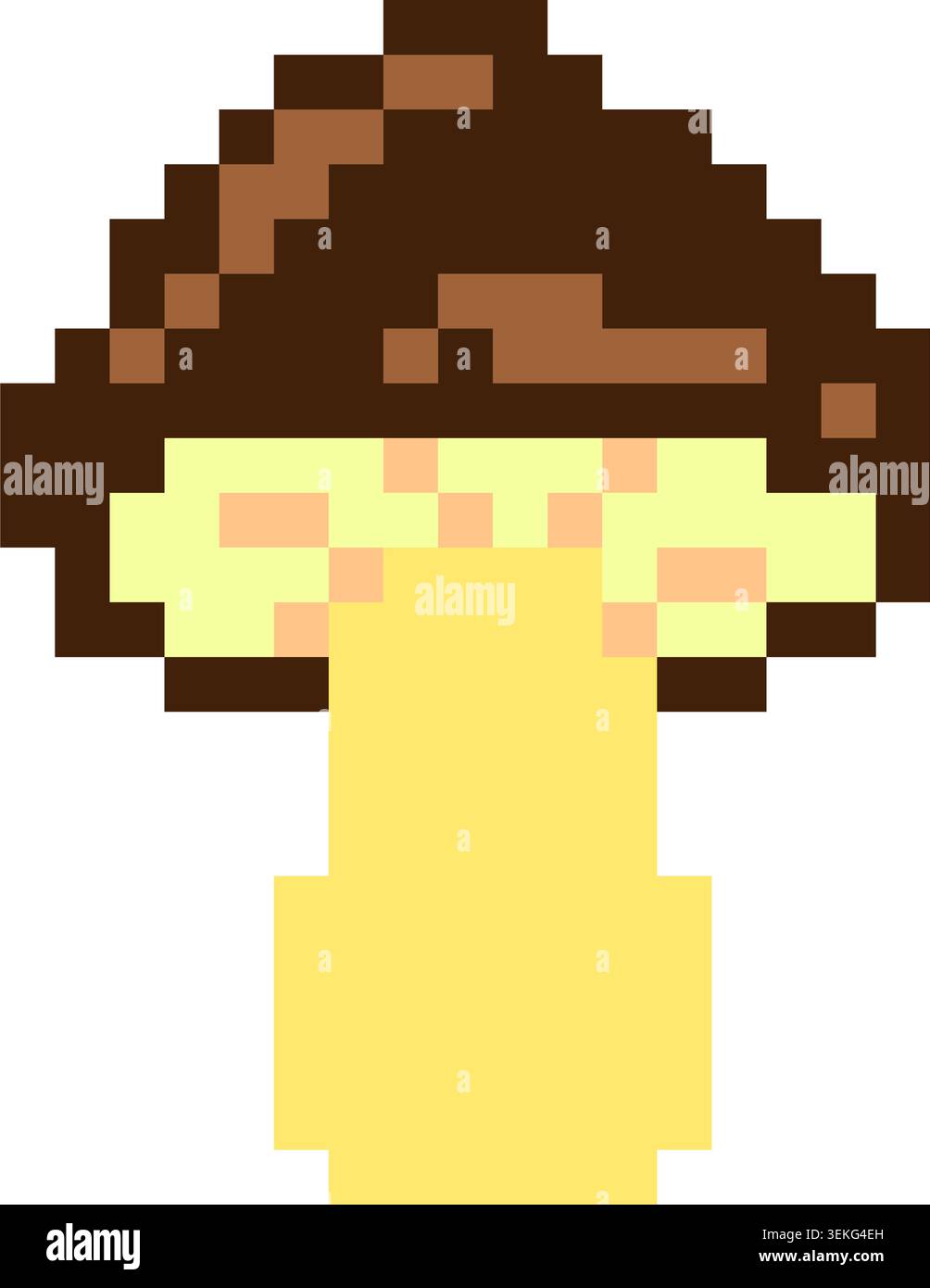 Graziosa icona pixel art a funghi in stile classico di gioco retrò. Illustrazione del cibo forestale isolata per risorse di gioco e progetti digitali Illustrazione Vettoriale