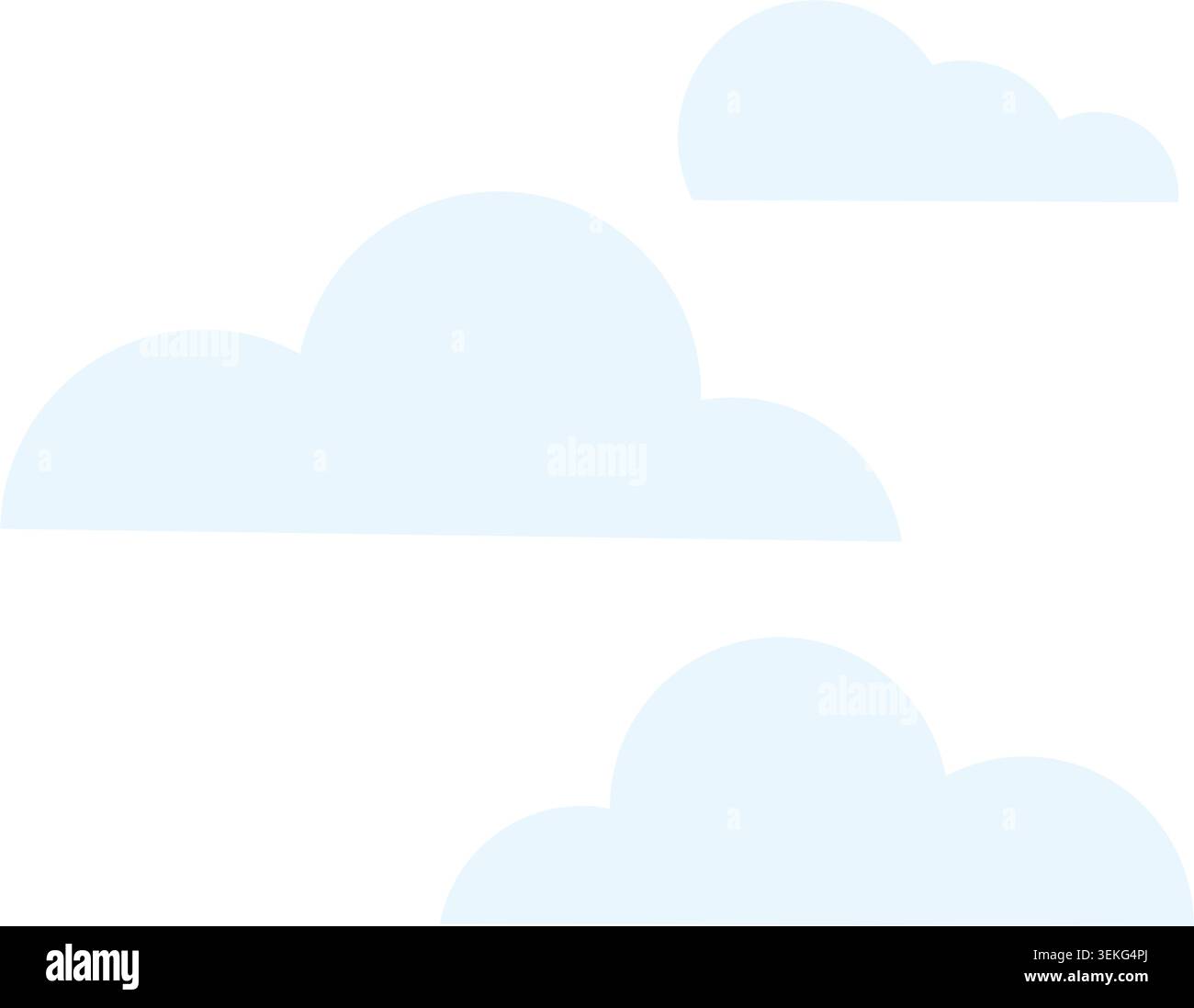 Soffice nuvola che galleggia in un cielo estivo limpido associato al clima caldo e ai viaggi all'aperto, illustrazione estiva piatta Illustrazione Vettoriale