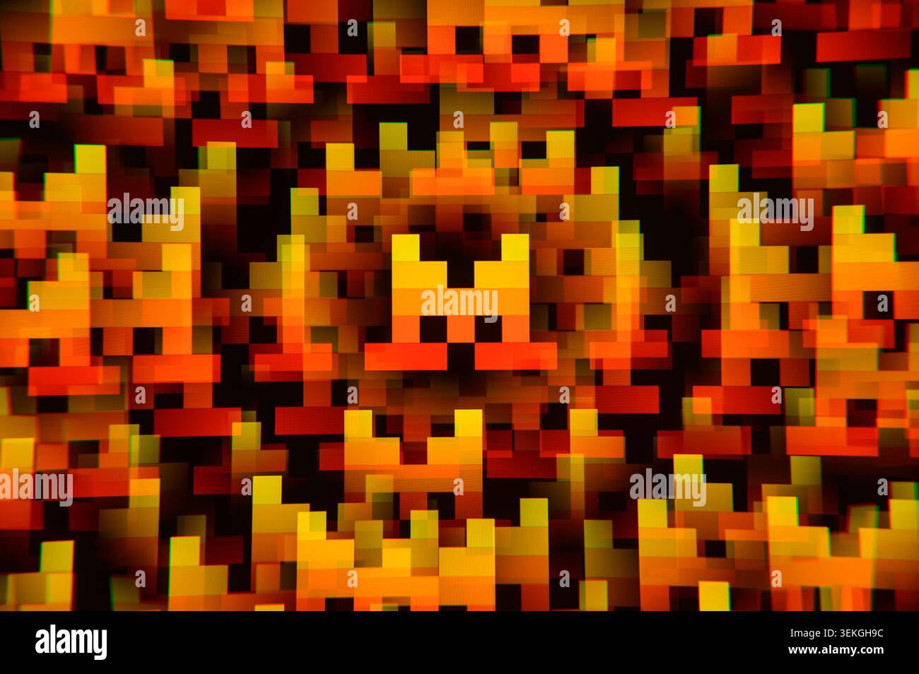 Parigi, Francia - 29 maggio 2026: Visualizzazione digitale astratta del logo Mistral ai con un motivo pixelato. Foto Stock