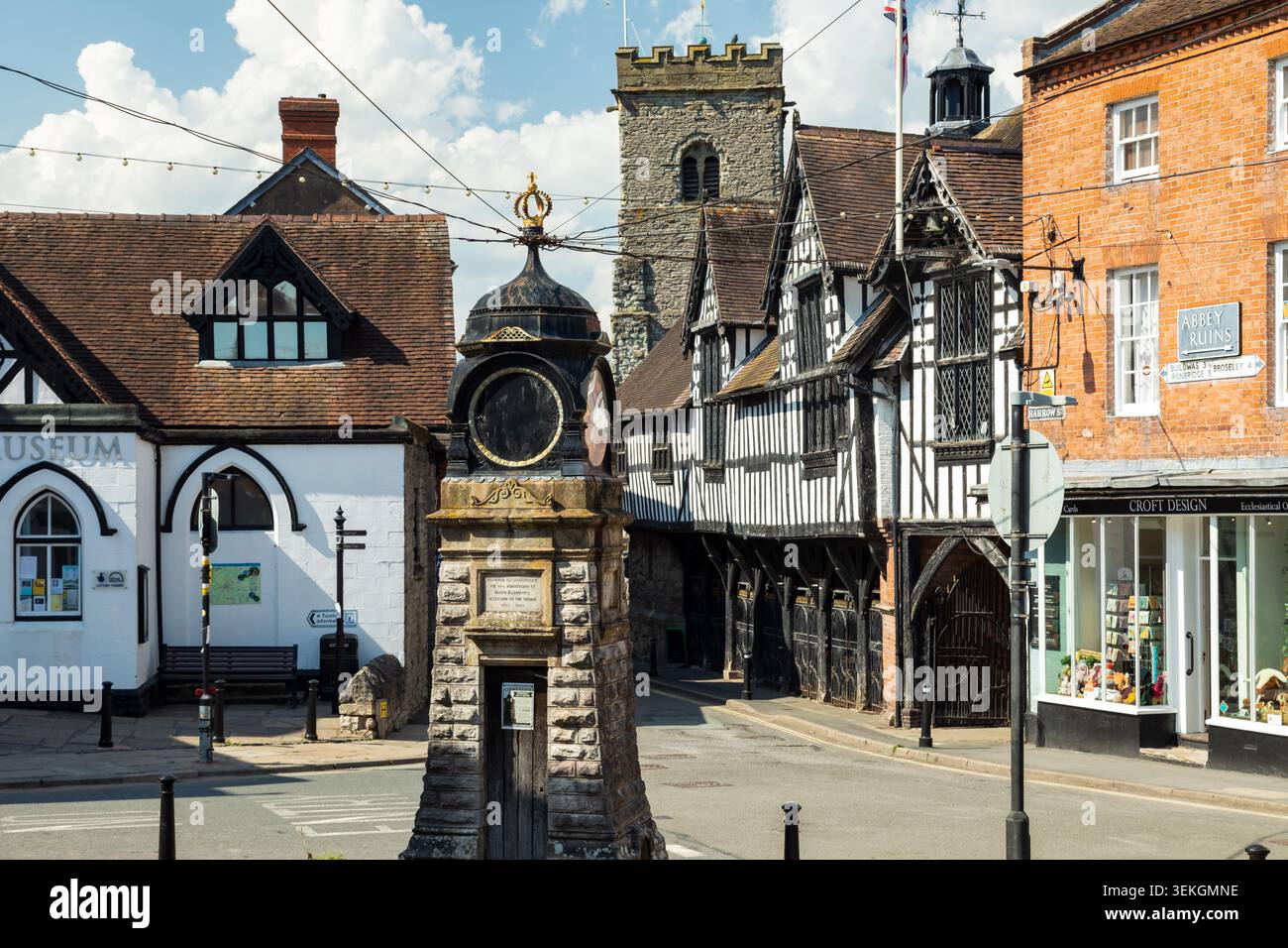 Molto centro del villaggio di Wenlock, Shropshire. Foto Stock