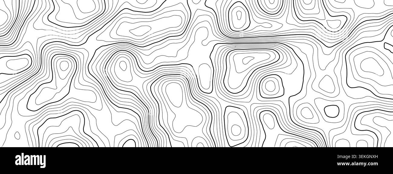 Mappa nautica dell'oceano con pavimento radar a pattern e vettore sonar topografico. Fondo di navigazione cartografica con mare mondiale topografico e linea di terra blu. M. Topo Illustrazione Vettoriale