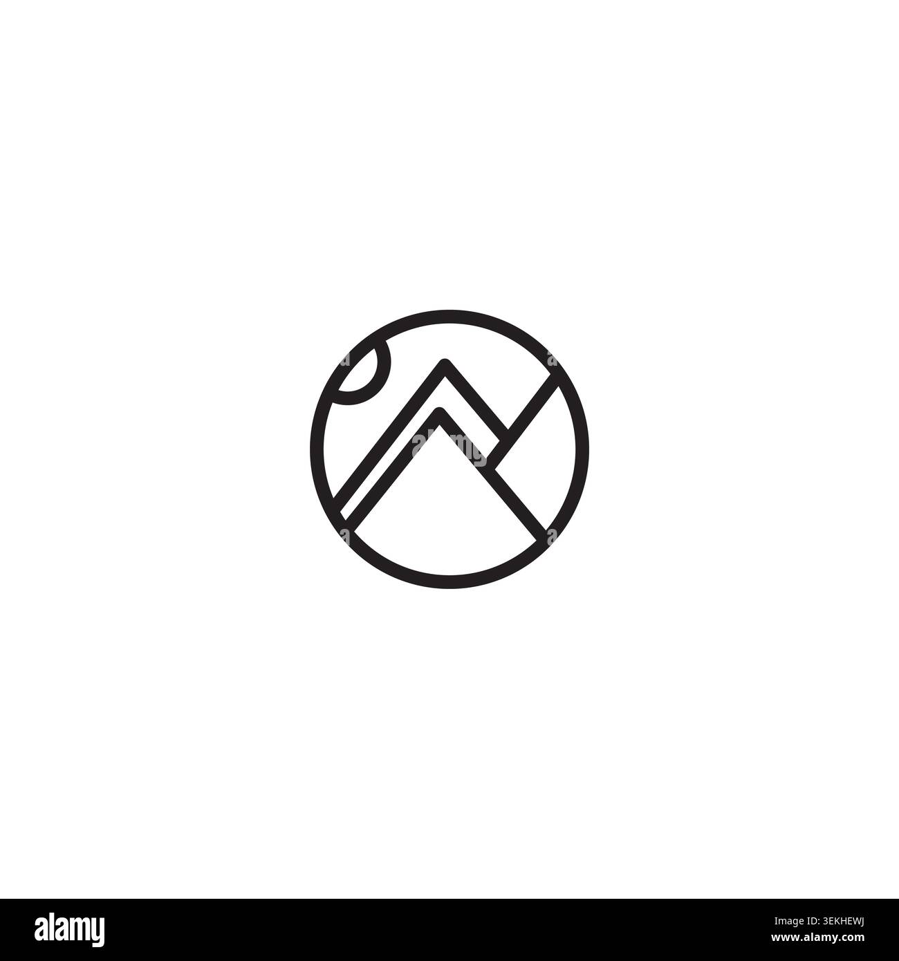 Semplice design minimalista con logo Mountain. Icona Line Art Mountain Illustrazione Vettoriale
