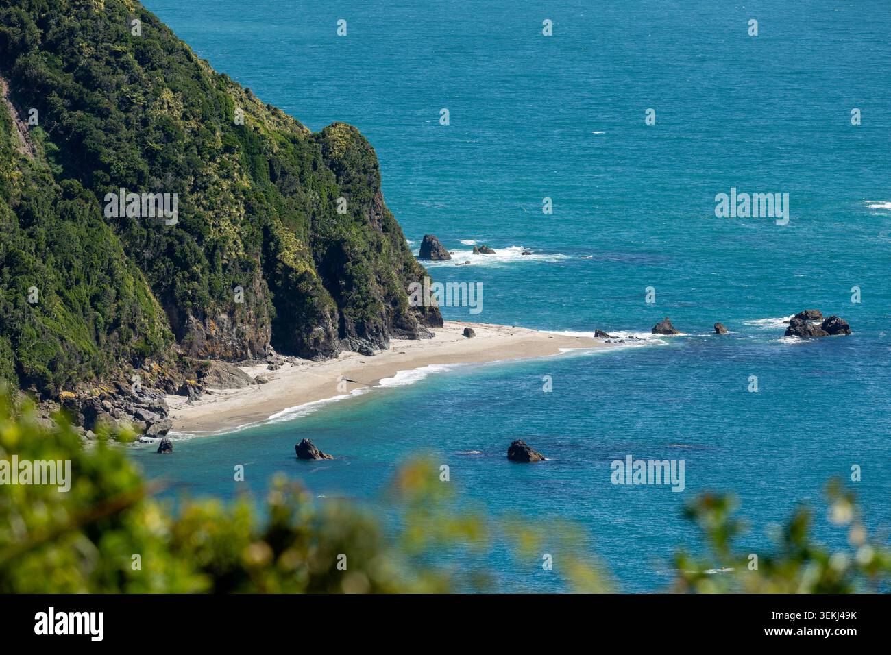 La vista sul Mare di Tasman da Knights Point Lookout, West Coast, South Island, nuova Zelanda Foto Stock