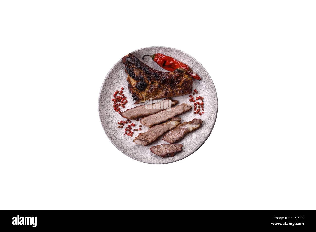 Carne non disossata alla griglia, bistecca di manzo di tomahawk, succosa carne alla griglia. Bistecca Tomahawk come sfondo alimentare per il tuo design Foto Stock