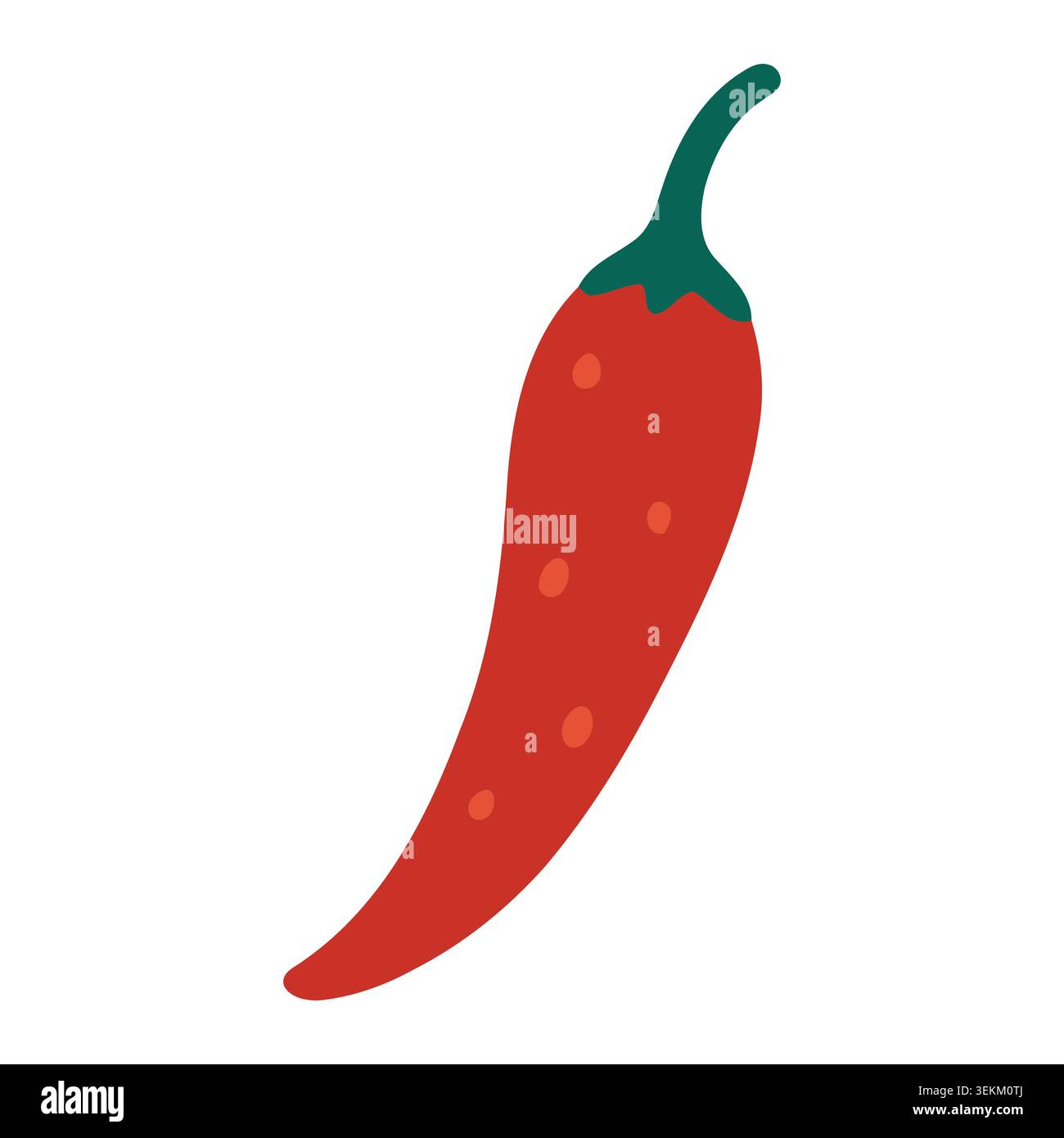 Peperoncino rosso vivace con gambo verde e sfumature sottili in un vettoriale piatto e pulito. Ideale per confezionamento di alimenti, illustrazioni di ricette, reggiseno culinario Illustrazione Vettoriale