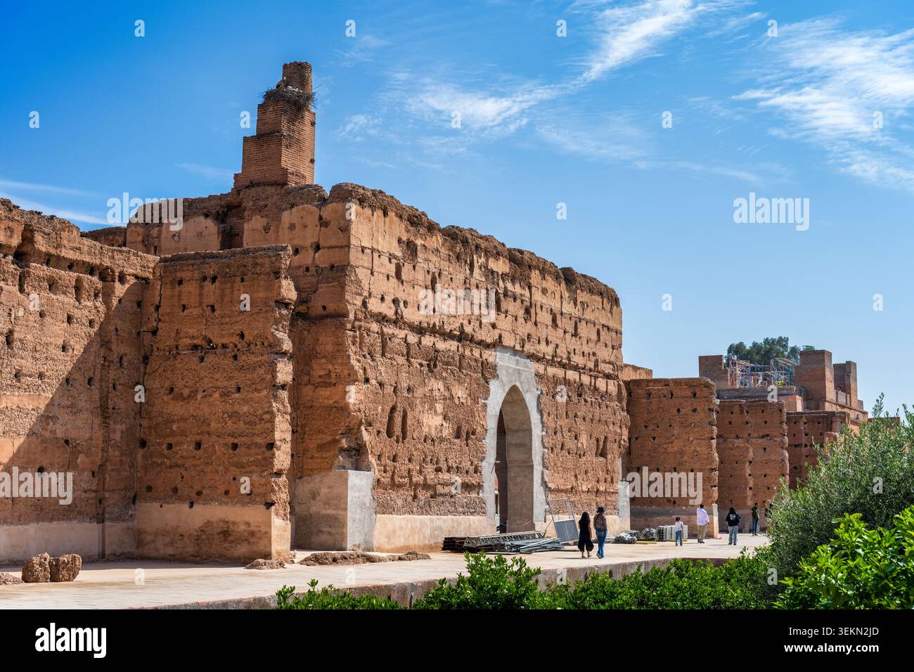 Rovine del Palazzo El Badi nella Medina di Marrakech in Marocco, Nord Africa Foto Stock