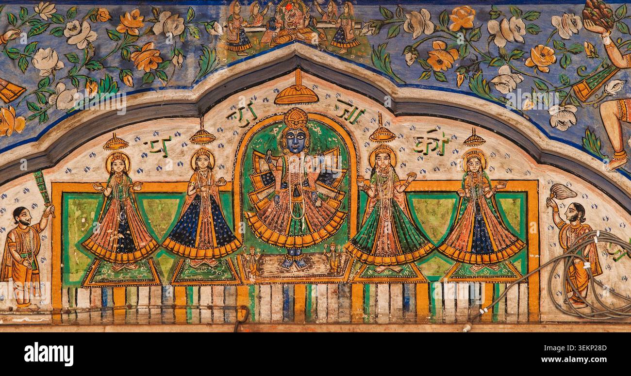 Jaipur affresco di divinità in Archway Foto Stock