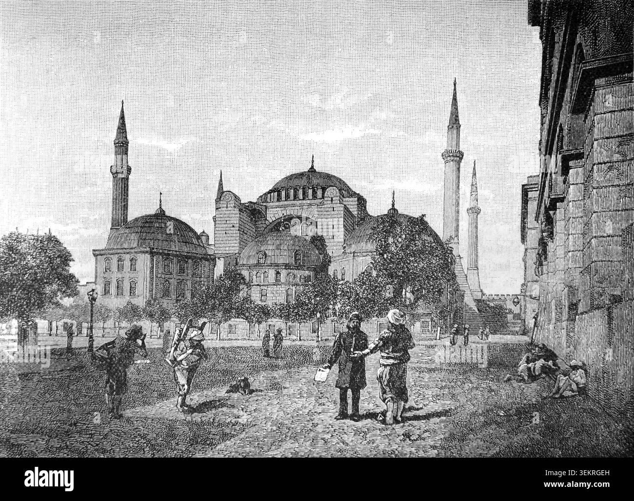 Incisione della Moschea di Santa Sophia Costantinopoli da un libro di storia del XIX secolo Cassell's History of England Special Edition volume i di A.W.Cowan Foto Stock