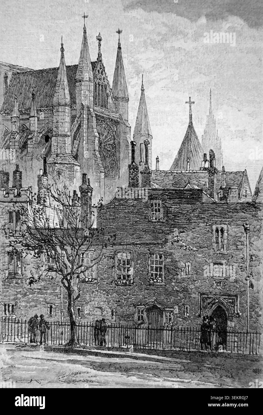 Incisione del transetto sud Westminster Abbey Londra Inghilterra da un libro di storia del XIX secolo Cassell's History of England Special Edition volume Foto Stock