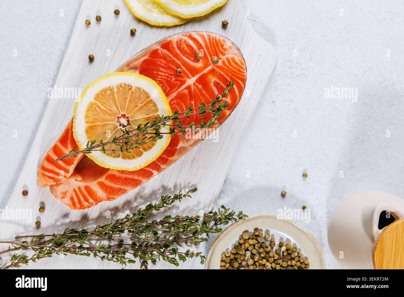 Piatti di pesce da buongustai con spazio per le copie Foto Stock