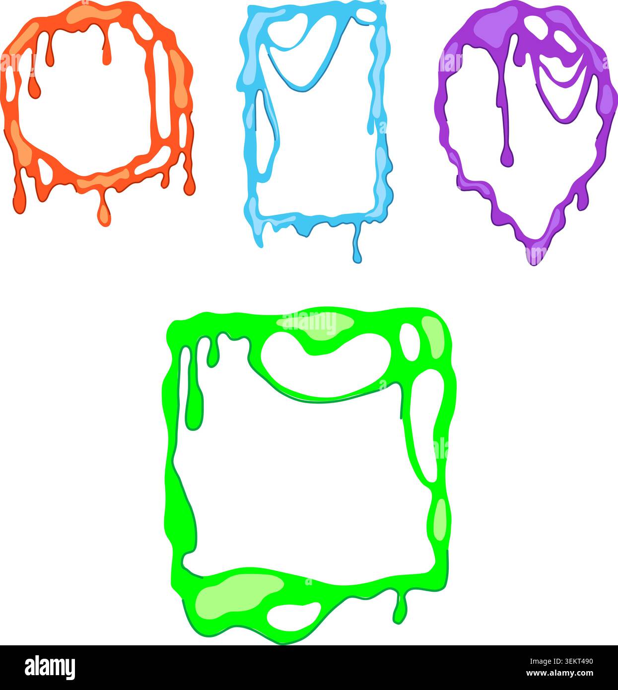 Design colorato del set di cartoni animati con struttura liquida Illustrazione Vettoriale