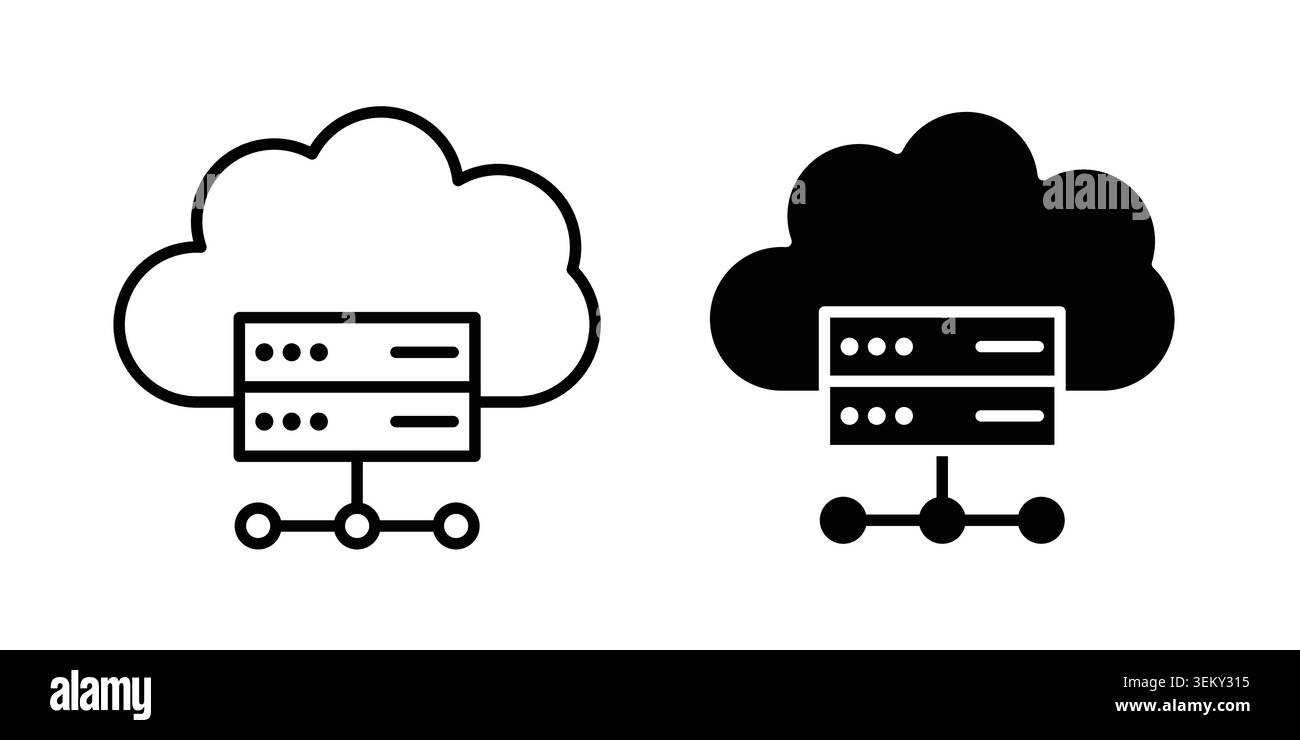 Icona di hosting continua, linea e insieme vettoriale modificabile. Illustrazione Vettoriale