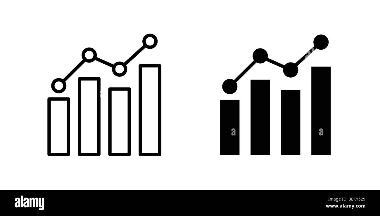 Icona statistica continua, linea e insieme vettoriale modificabile. Illustrazione Vettoriale