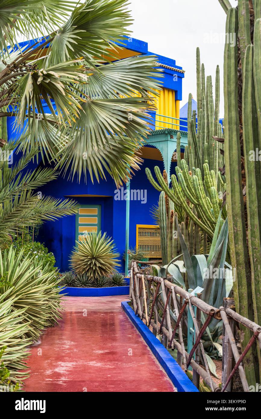 Villa Cubista, progettata negli anni '1930 dall'architetto francese Paul Sinoir, nel Jardin Majorelle a Marrakech, Marocco, Nord Africa Foto Stock