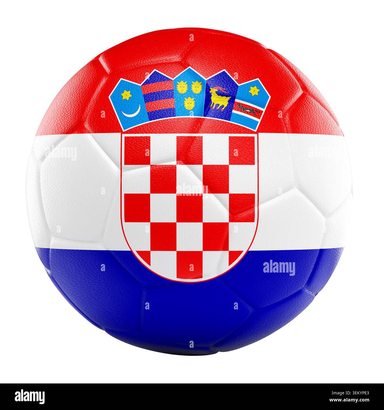 Pallone da calcio bandiera croata 3d. Foto Stock