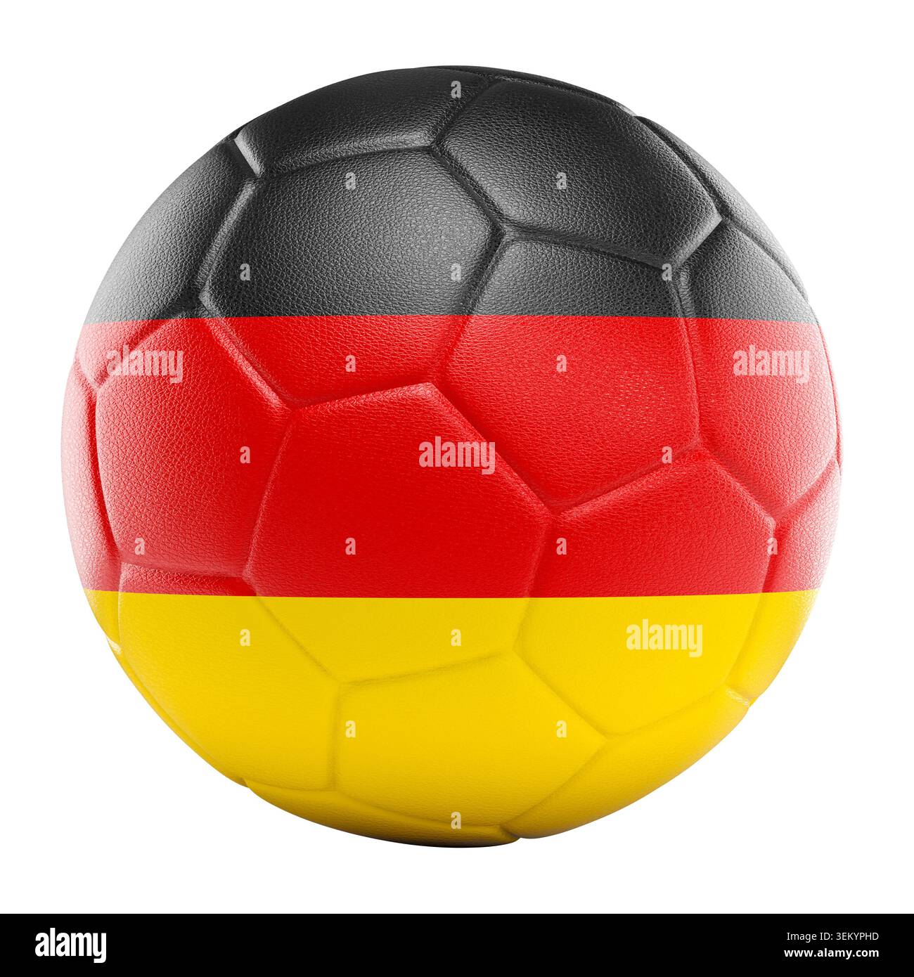 Calcio isolato con bandiera tedesca 3d. Foto Stock