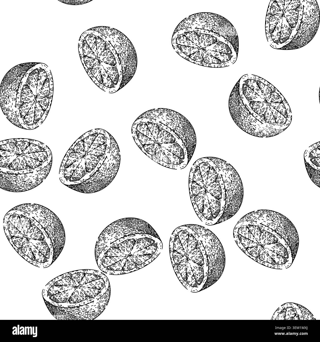 disegno a mano in rosso pompelmo con motivo senza cuciture Illustrazione Vettoriale