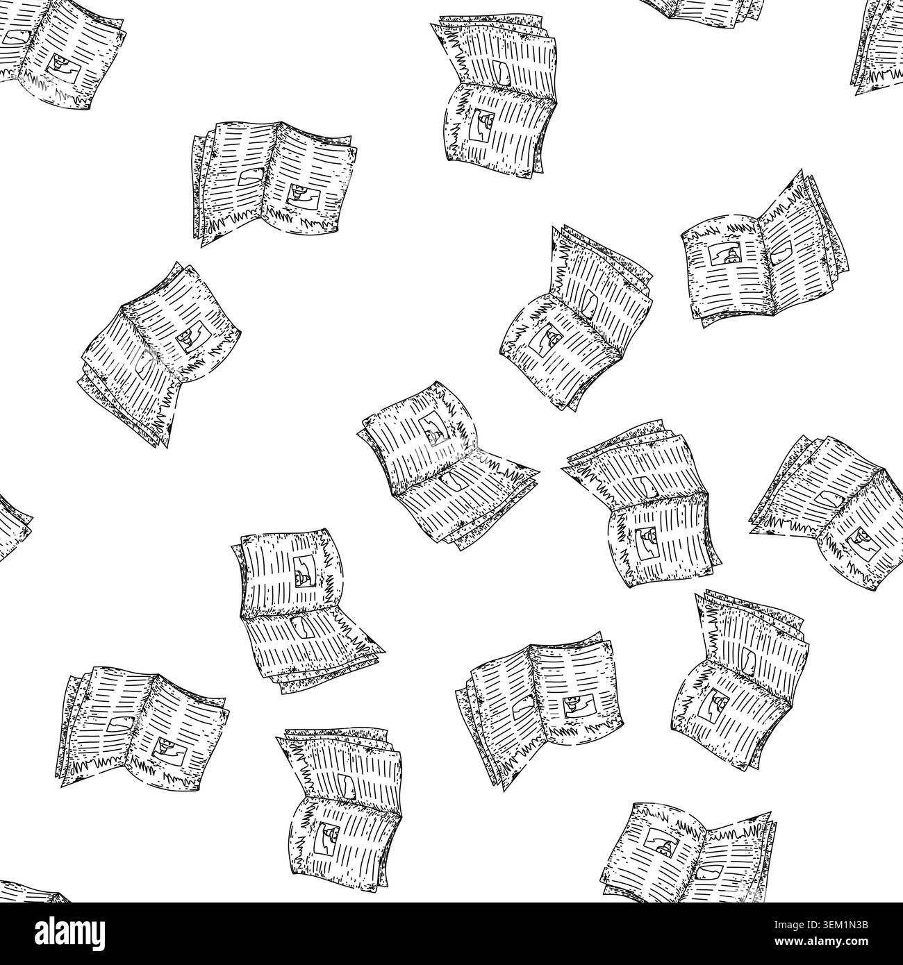 stampa senza cuciture bozza di un vecchio giornale disegnata a mano Illustrazione Vettoriale