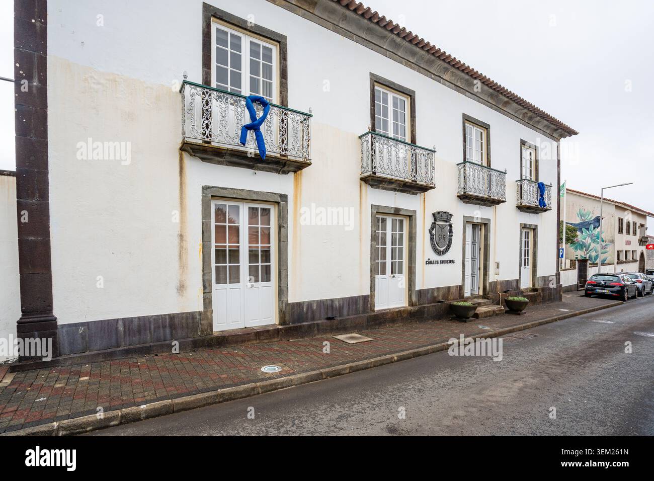 Edificio del municipio di Santa Cruz das Flores, isola di Flores, Azzorre, Portogallo. Foto Stock