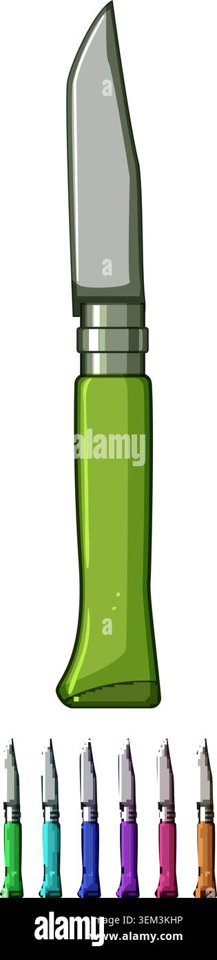 attrezzatura coltello campeggio cartoni animati grafica vettoriale Illustrazione Vettoriale