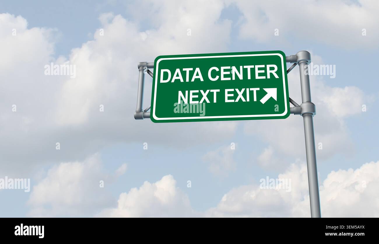 Il concetto del data center e i data center indicano che l'attenzione del pubblico alle installazioni tecnologiche di grandi dimensioni è un criterio che limita o vieta la const Foto Stock