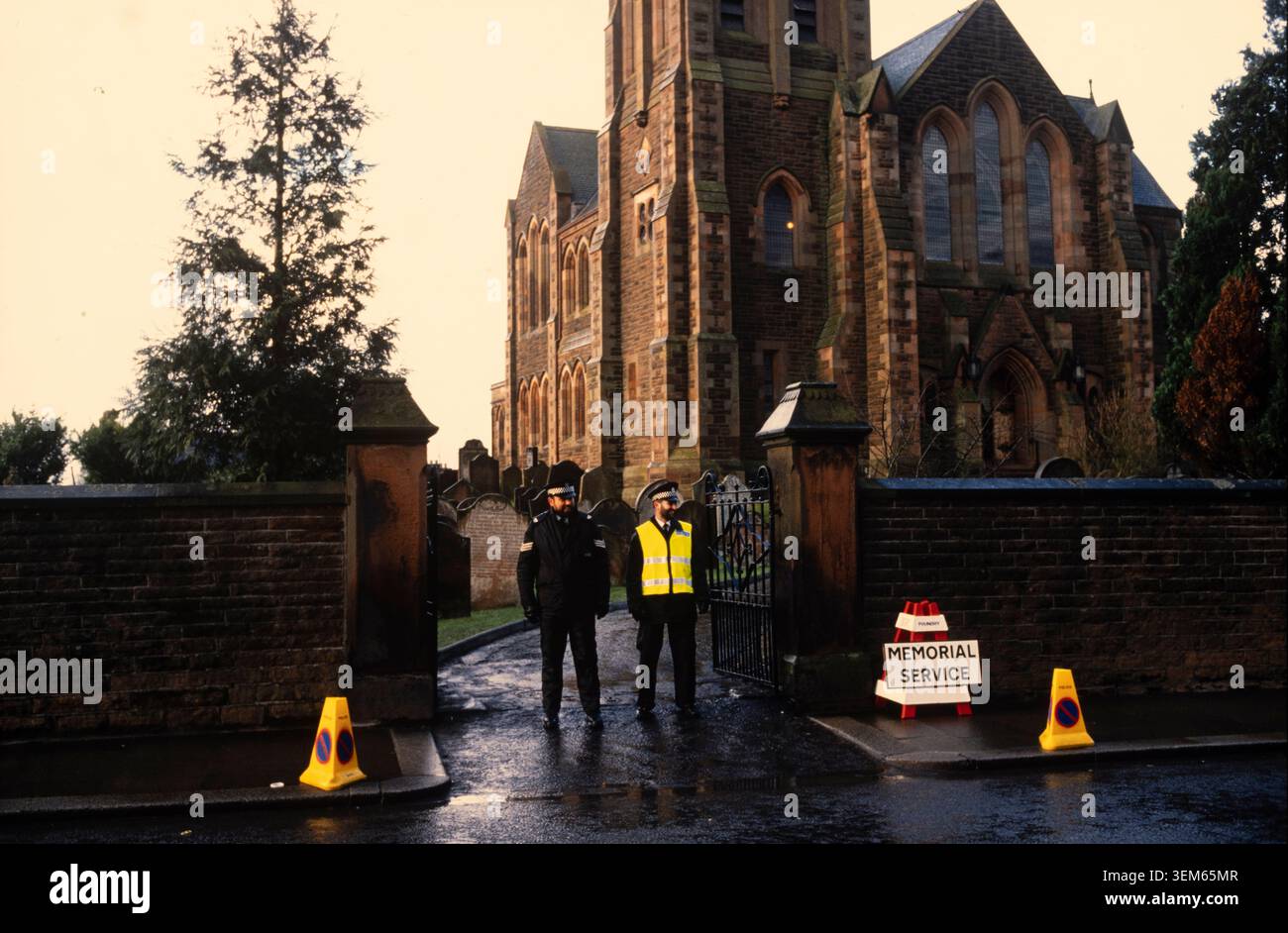 Servizio commemorativo per le vittime del bombardamento di Lockerbie, 4 gennaio 1989. Foto Stock