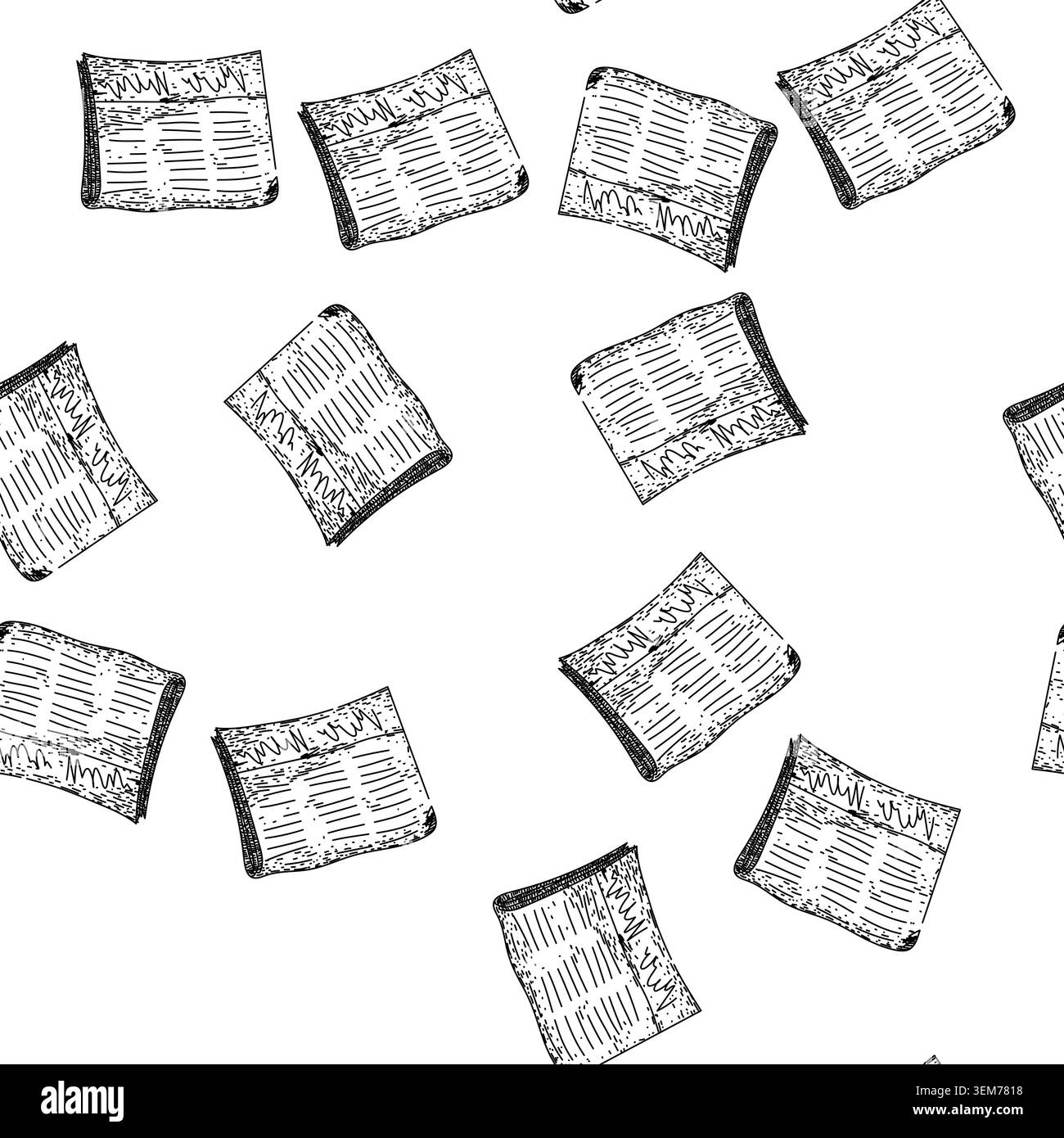 cronologia dei pattern senza cuciture disegno di un vecchio giornale disegnato a mano Illustrazione Vettoriale