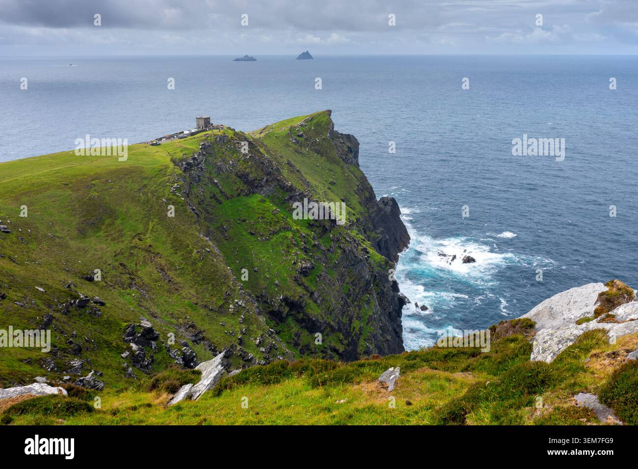 Isole Skellig da Bray Head, Valentia Island, Contea di Kerry, Irlanda Foto Stock