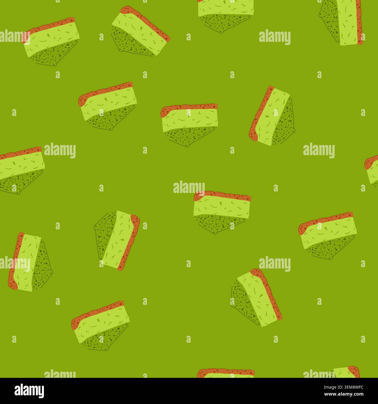 fetta senza cuciture di cheesecake di matcha con crosta sbriciolata Illustrazione Vettoriale