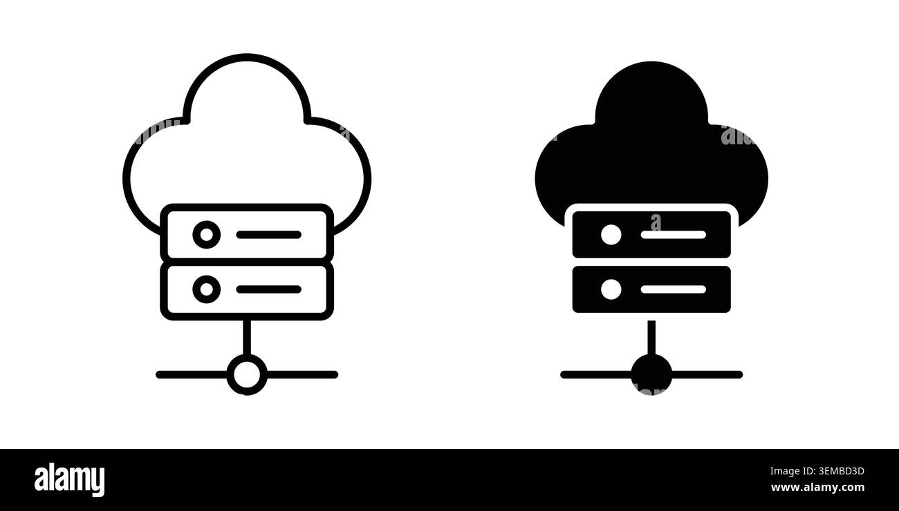 Progettazione di icone di hosting. Icone delle illustrazioni nel pacchetto lineare e clipart. Illustrazione Vettoriale