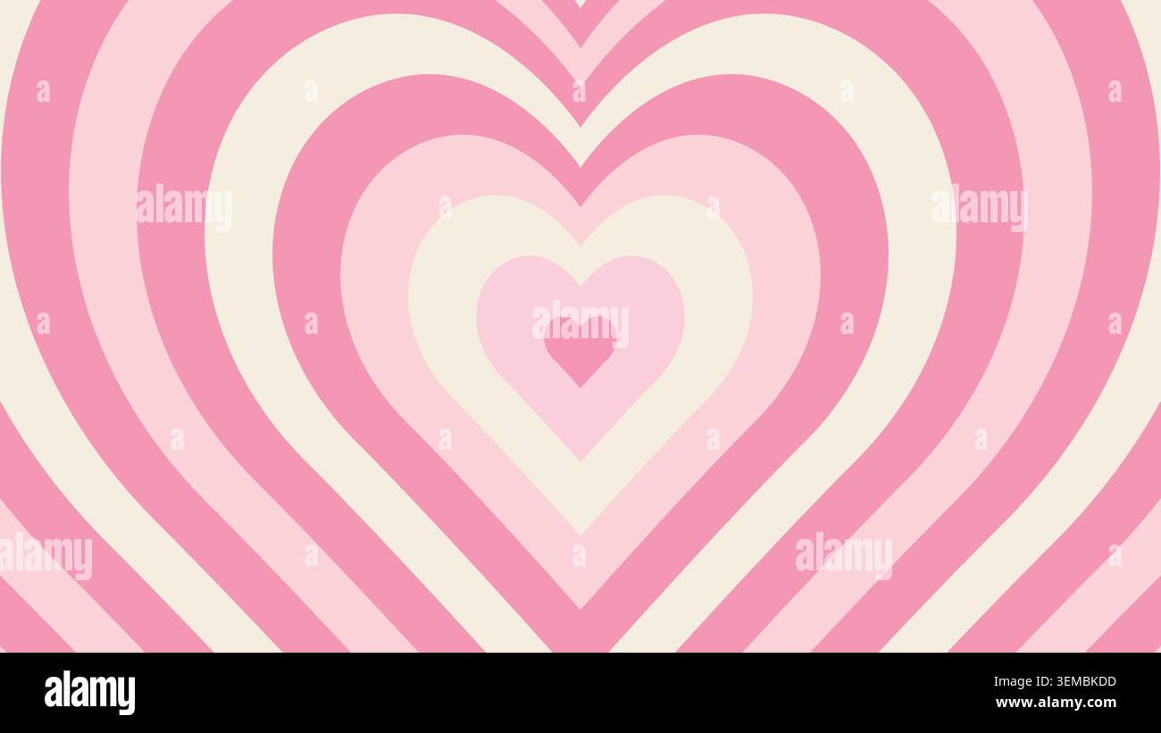Un radioso motivo a forma di cuore retrò con morbide onde rosa, che fondono nostalgia e romanticismo in uno stile astratto e giocoso Illustrazione Vettoriale