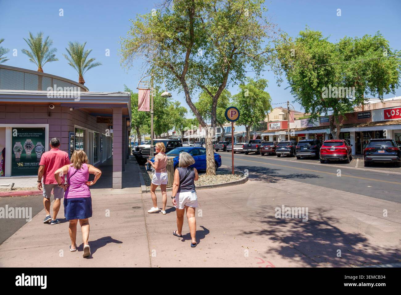 Phoenix, Arizona, Old Town Scottsdale Arts District, North Scottsdale Road, quartiere dello shopping, negozi, boutique, marciapiede pedonale, adulti Foto Stock